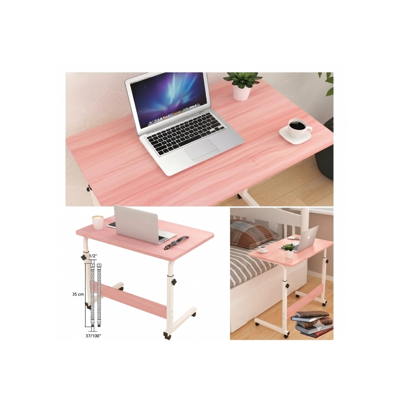 MESA ESCRITORIO AJUSTABLE CON RUEDAS PARA LAPTOP MULTIFUNCIONAL -.ROSA - 4