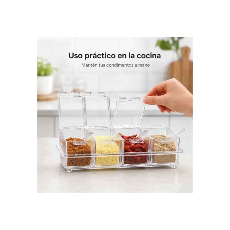 ESPECIERO ORGANIZADOR ACRILICO TRANSPARENTE CON 4 COMPARTIMIENTOS - 4