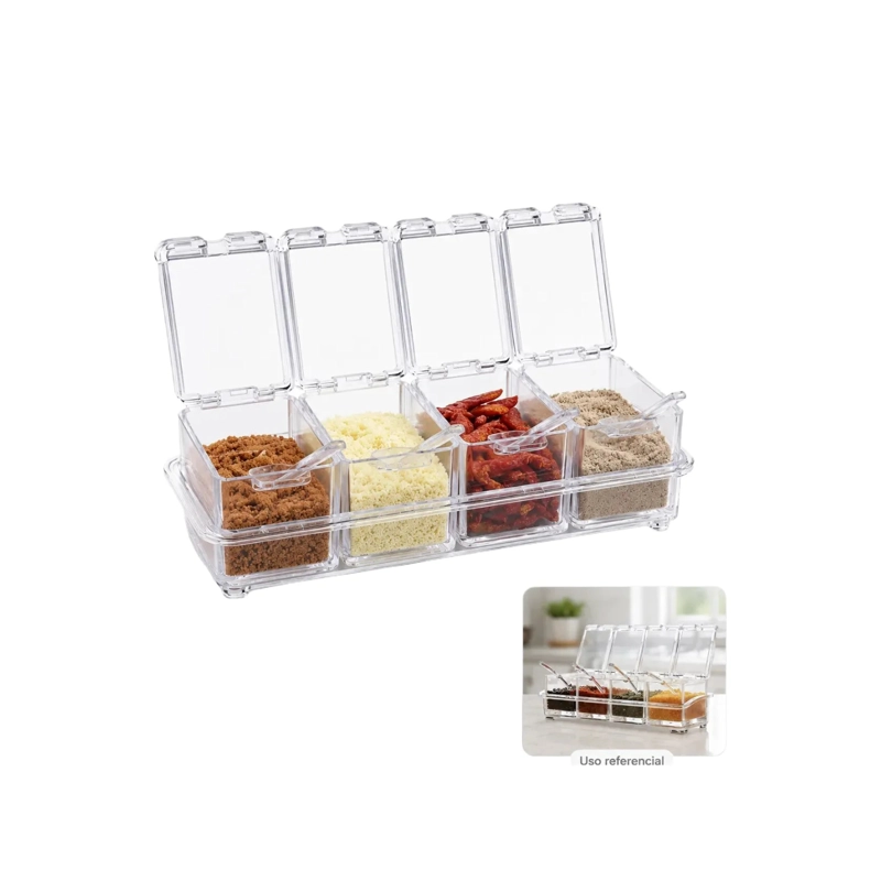 ESPECIERO ORGANIZADOR ACRILICO TRANSPARENTE CON 4 COMPARTIMIENTOS - 6