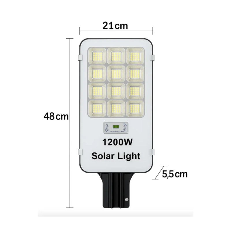 FOCO LED SOLAR EXTERIOR 1200W SOPORTE POTENTE ILUMINACION GRIS BLANCO FRIO - 2