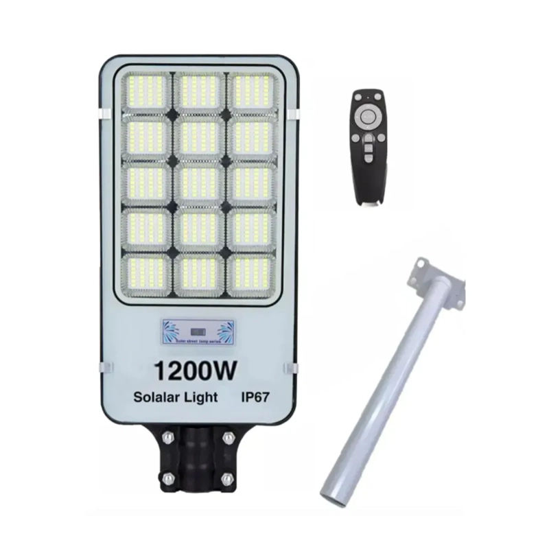FOCO LED SOLAR EXTERIOR 1200W SOPORTE POTENTE ILUMINACION GRIS BLANCO FRIO - 4