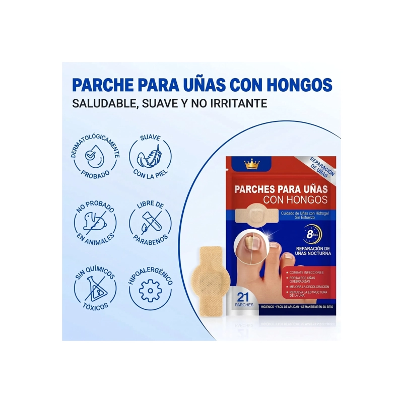 PARCHES TRATAMIENTO HONGO UÑAS PIES MANOS REPARADOR 21UDS - 3