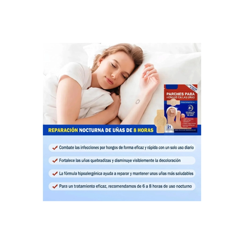 PARCHES TRATAMIENTO HONGO UÑAS PIES MANOS REPARADOR 21UDS - 4