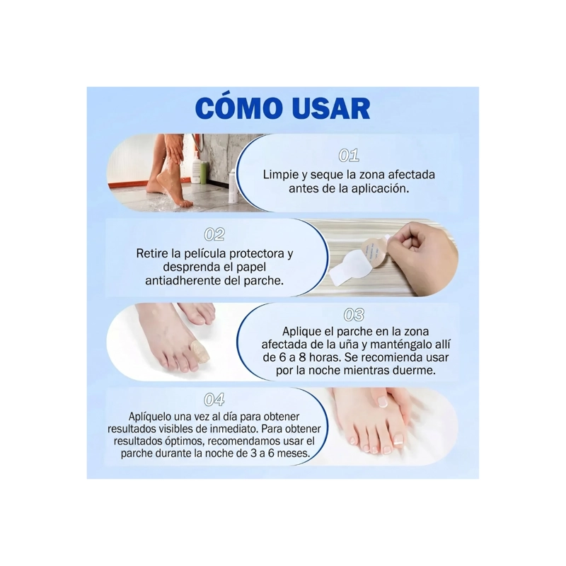 PARCHES TRATAMIENTO HONGO UÑAS PIES MANOS REPARADOR 21UDS - 5