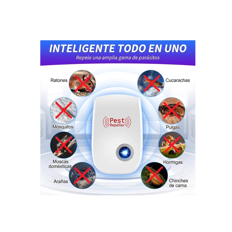 REPELENTE CONTRA ROEDORES INSECTOS VOLADORES Y RASTREROS ULTRASONICO SIN OLORES - 5