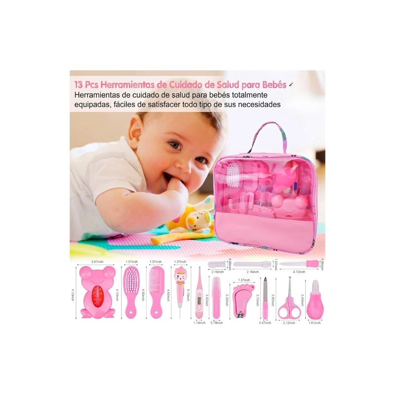 KIT DE CUIDADO E HIGIENE PARA BEBE S RECIE N NACIDOS 13 PIEZAS - ROSA - 3