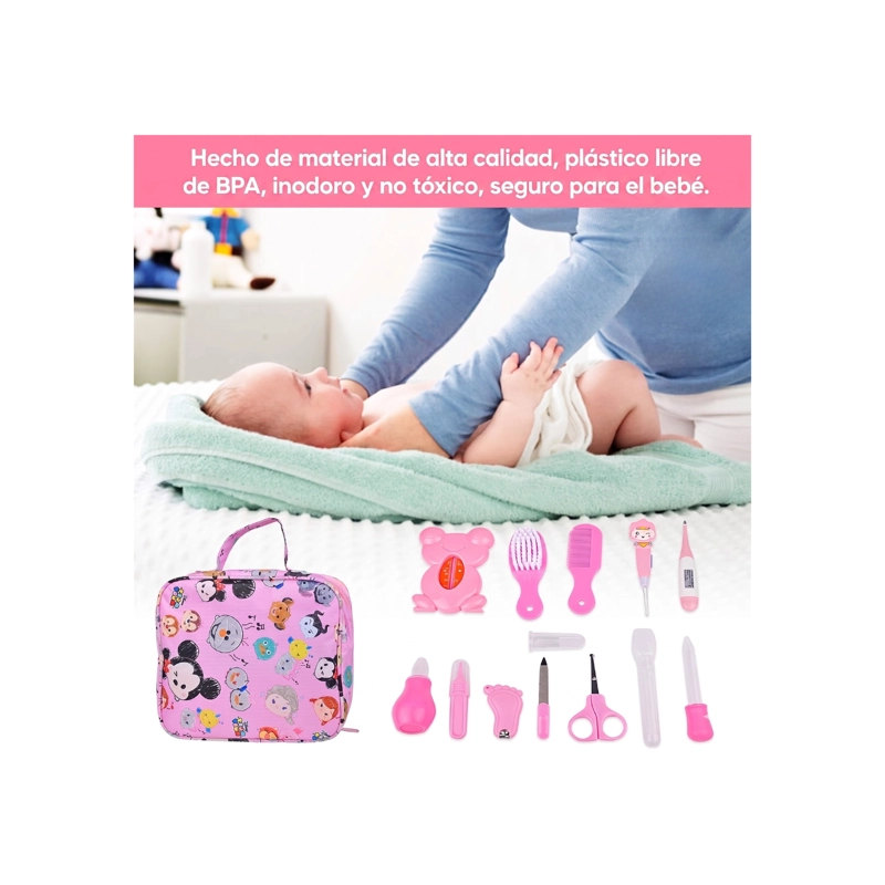KIT DE CUIDADO E HIGIENE PARA BEBE S RECIE N NACIDOS 13 PIEZAS - ROSA - 4