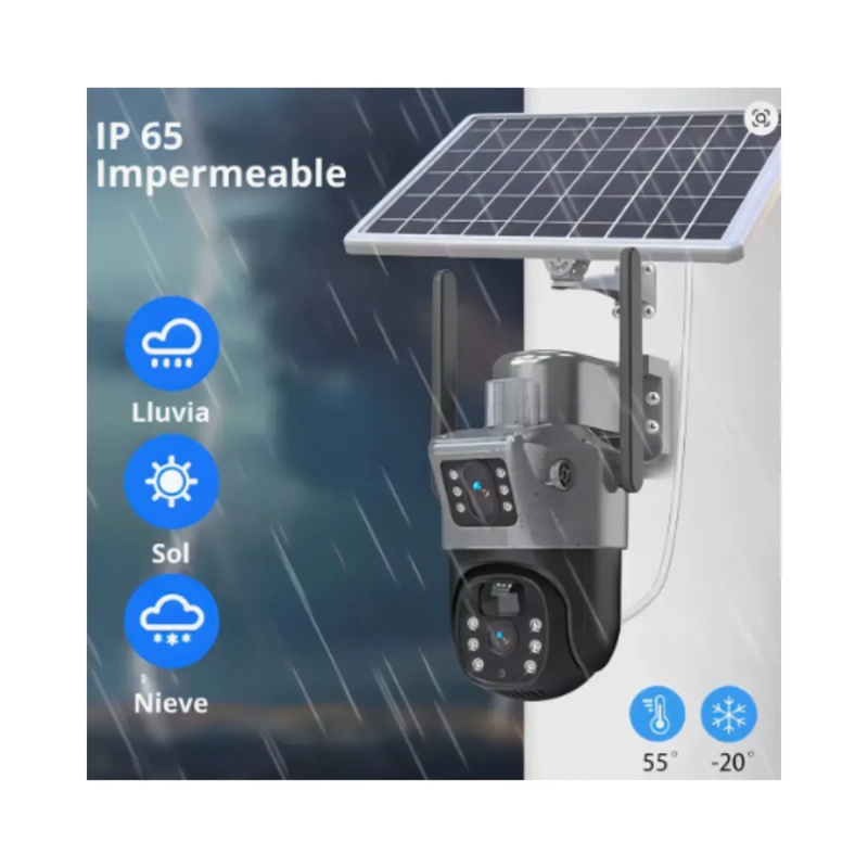 CAMARA DE SEGURIDAD EXTERIOR SOLAR WIFI CON DOBLE PANTALLA  VIGILANCIA 360° Y VISION NOCTURNA - 3