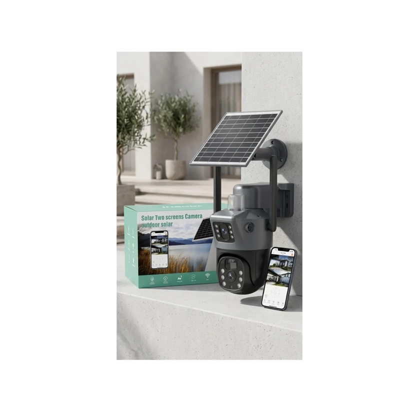 CAMARA DE SEGURIDAD EXTERIOR SOLAR WIFI CON DOBLE PANTALLA  VIGILANCIA 360° Y VISION NOCTURNA - 6