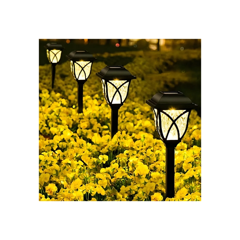 PACK X6 FAROLES SOLAR ESTACA EXTERIOR JARDIN ILUMINACION NEGRO - 4