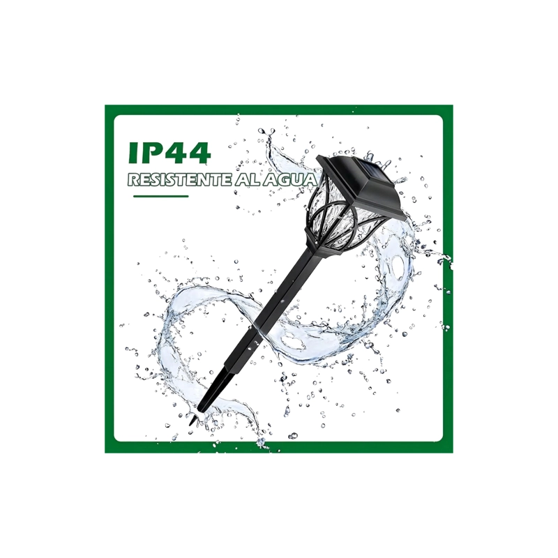 PACK X6 FAROLES SOLAR ESTACA EXTERIOR JARDIN ILUMINACION NEGRO - 7