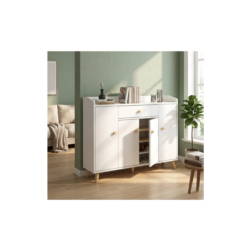 ZAPATERO ORGANIZADOR 120CMX30X84CM DE MADERA 4 PUERTAS COLOR BLANCO - 1