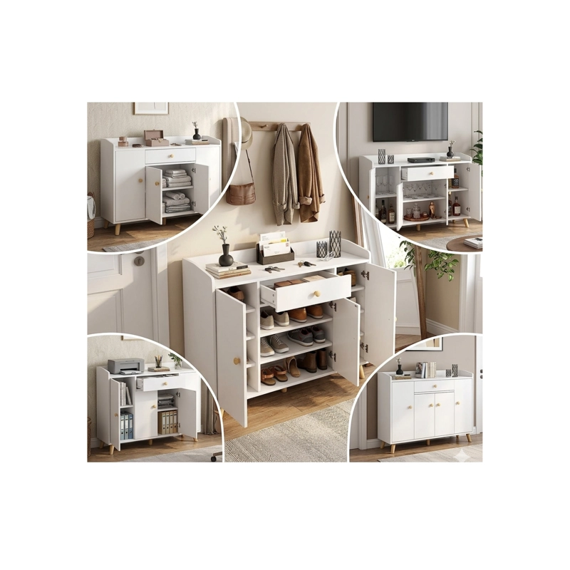 ZAPATERO ORGANIZADOR 120CMX30X84CM DE MADERA 4 PUERTAS COLOR BLANCO - 5