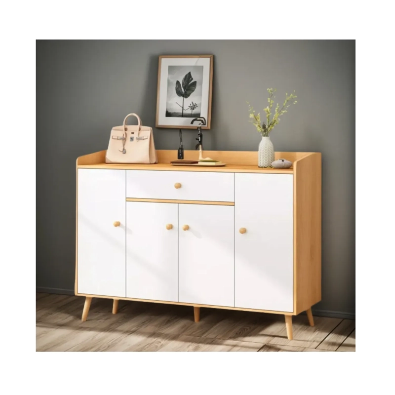 ZAPATERO ORGANIZADOR 120CMX30X84CM DE MADERA 4 PUERTAS COLOR BLANCO Y CAFE - 3