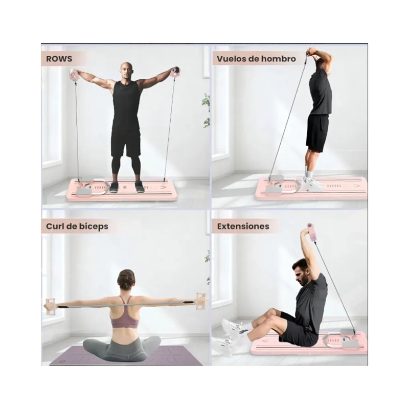 TABLA DE PILATES SET DE PILATES REFORMER MULTIUSOS COLOR ROSADO - 4