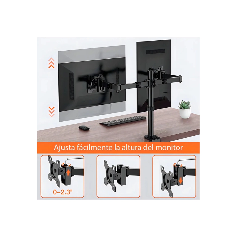 SOPORTE DE ESCRITORIO PARA DOBLE MONITOR 15 A 33 PULGADAS BW-02 - 5