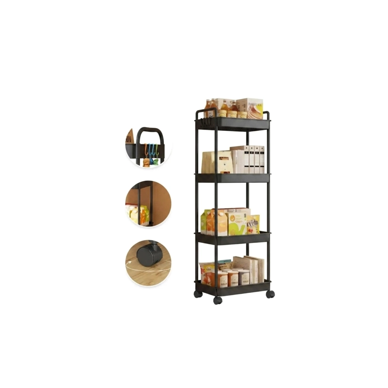 CARRITO ORGANIZADOR DE ALMACENAMIENTO 4 NIVELES CON RUEDAS - NEGRO - 1