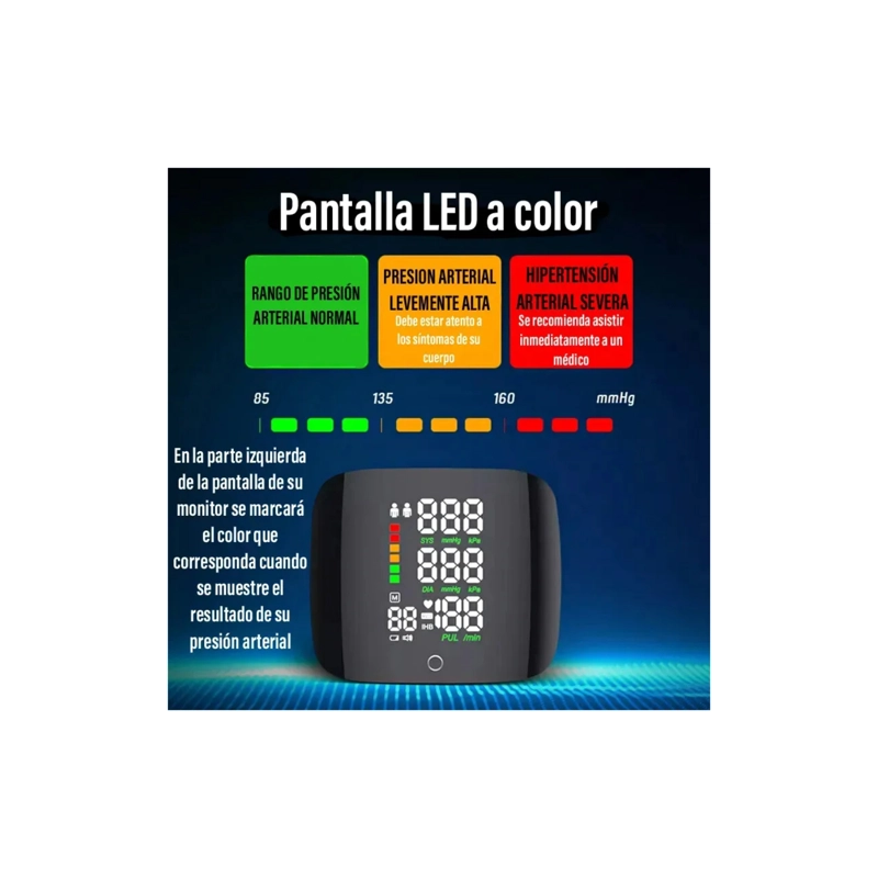 TENSIOMETRO DIGITAL DE MUÑECA RECARGABLE PANTALLA LCD - 8