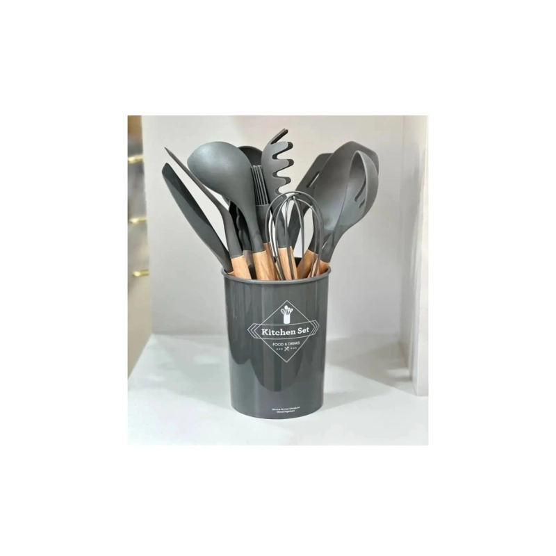 SET DE UTENSILIOS DE COCINA DE SILICONA 12 PIEZAS - GRIS - 4