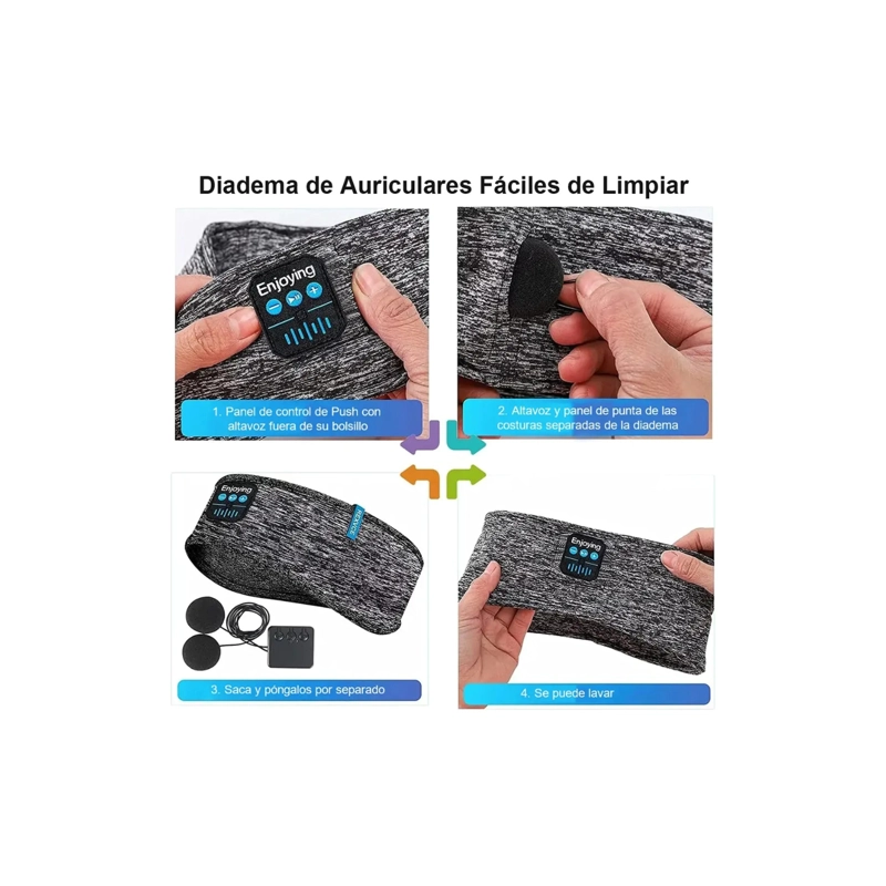 ANTIFAZ AJUSTABLE PARA DORMIR CUBRE OJOS BLUETOOTH MUSICA - 7