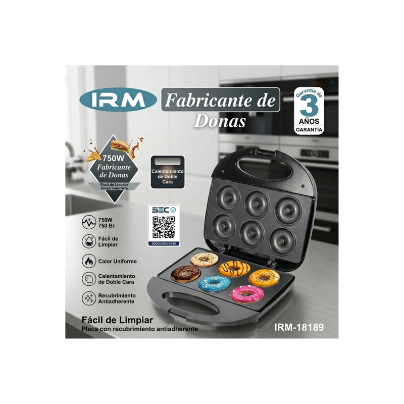 MAQUINA PARA HACER DONAS 6 CAVIDADES 750W ELE CTRICA IRM - 2