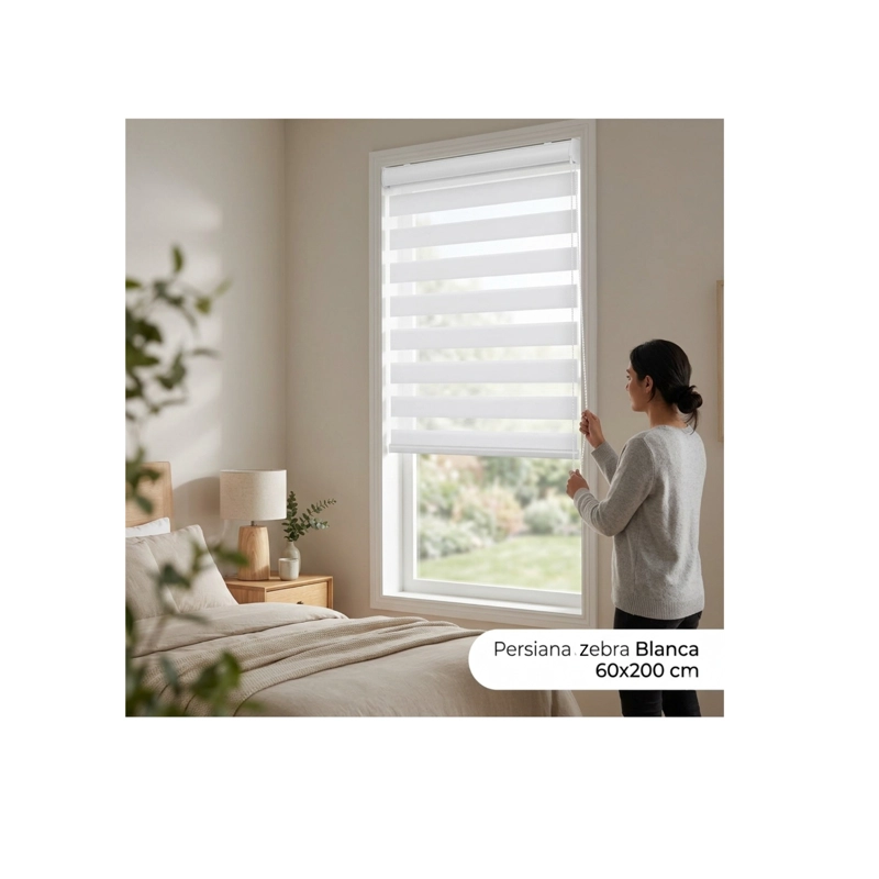 CORTINA ENROLLABLE ZEBRA PREMIUM - 60X200 CM - BLANCO - 1