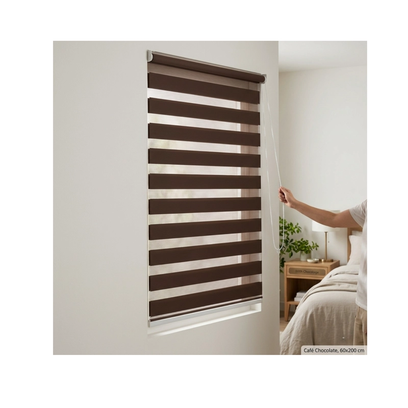 CORTINA ENROLLABLE ZEBRA PREMIUM - 60X200 CM - CAFE - 1