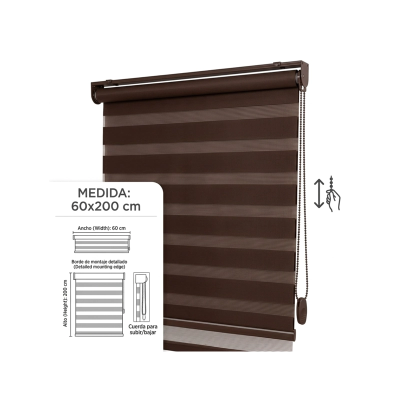 CORTINA ENROLLABLE ZEBRA PREMIUM - 60X200 CM - CAFE - 3