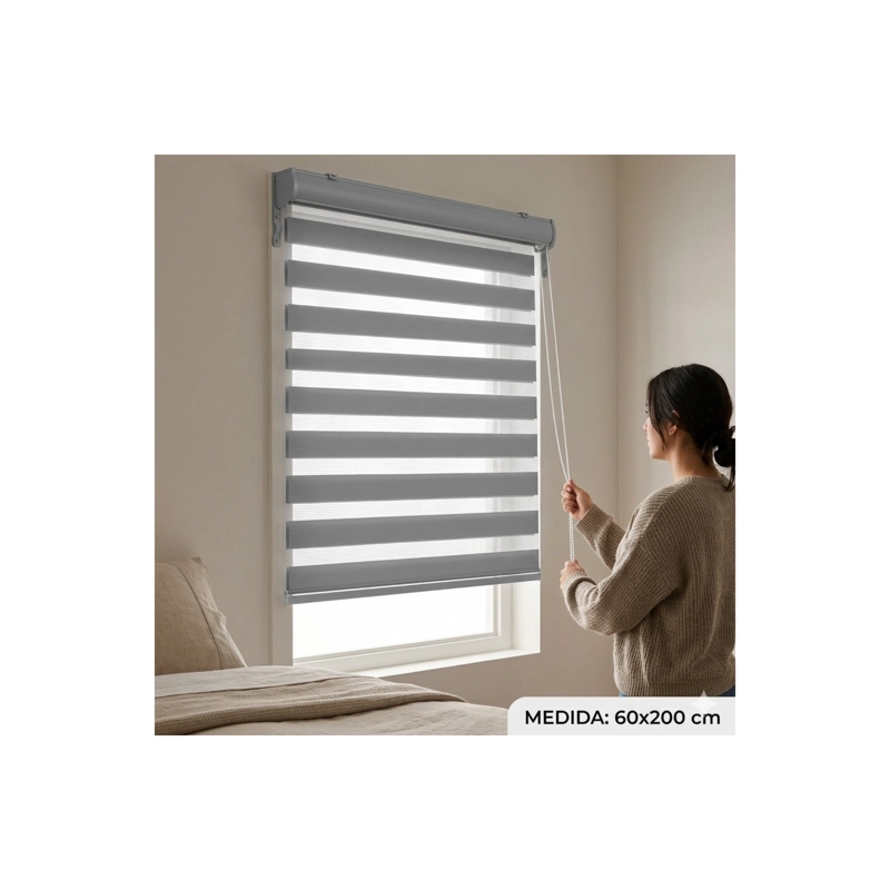 CORTINA ENROLLABLE ZEBRA PREMIUM - 60X200 CM - GRIS - 2