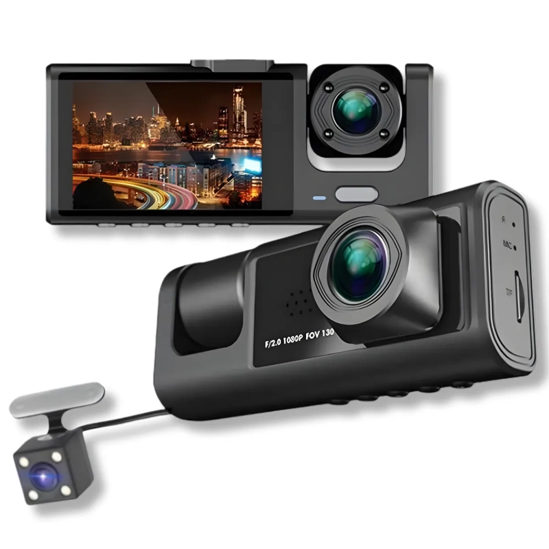 CAMARA PARA AUTO 3 EN 1 FRONTAL TRASERA Y DENTRO 1080P HD - DOBLE VISION, MAXIMA PROTECCION - 2