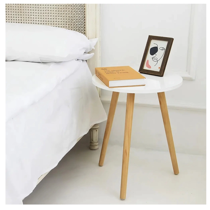 MESA AUXILIAR CENTRO Y ESQUINA REDONDA TIPO NORDICA 40X55CM - BLANCO - 3