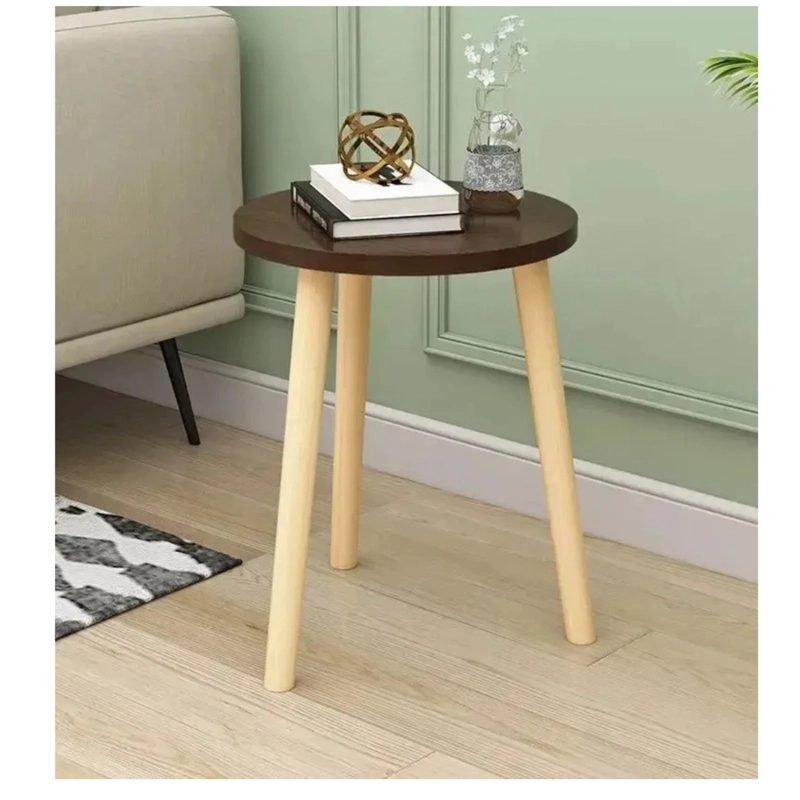 MESA AUXILIAR CENTRO Y ESQUINA REDONDA TIPO NORDICA 40X55CM - CAFE - 2