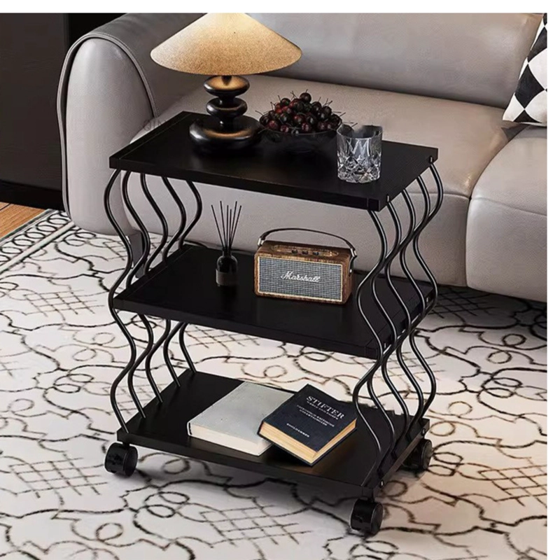 MESA AUXILIAR CON RUEDAS DE 3 NIVELES EN MDF Y METAL - 2