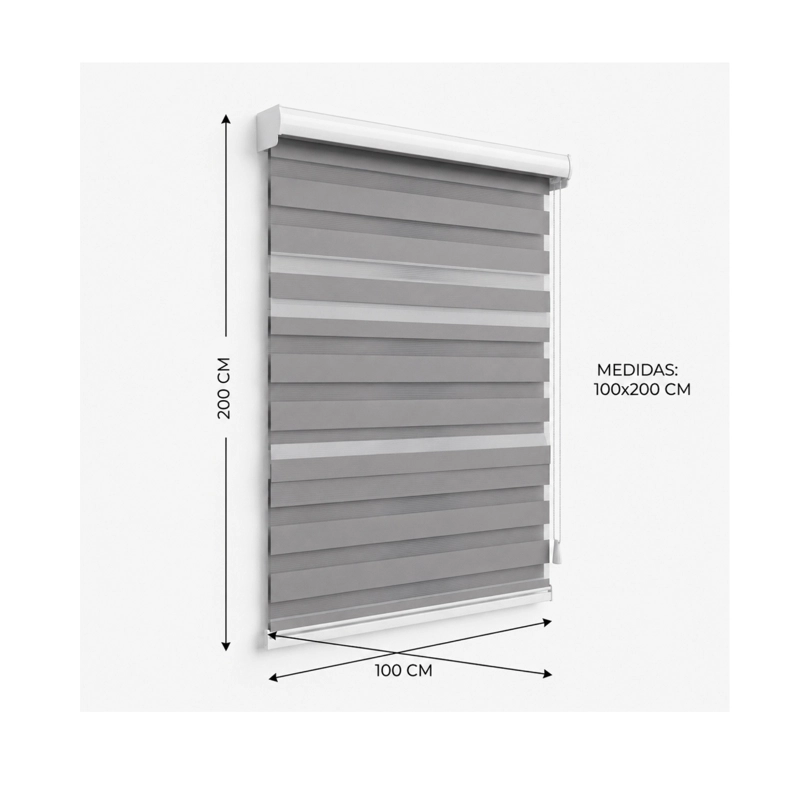 CORTINA ENROLLABLE ZEBRA PREMIUM - 100X200 CM GRIS - 2
