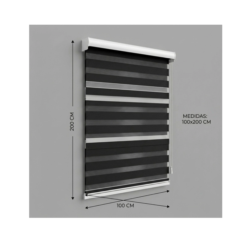 CORTINA ENROLLABLE ZEBRA PREMIUM - 100X200 CM NEGRO - 3