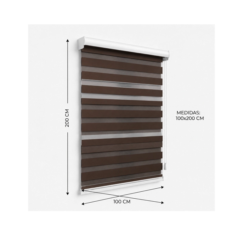 CORTINA ENROLLABLE ZEBRA PREMIUM - 100X200 CM CAFE - 3