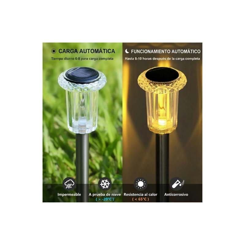 SET 24 FOCOS ESTACAS SOLARES LED EXTERIOR JARDIN TERRAZA 33CM - 8