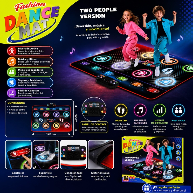 MANTA DE BAILE INTERACTIVA CON BLUETOOTH PARA NIÑOS - 120X92CM - 4