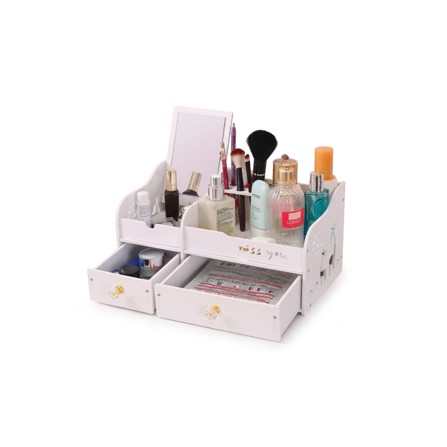 ORGANIZADOR DE MAQUILLAJE Y COSME TICOS CON ESPEJO Y CAJONES - 1