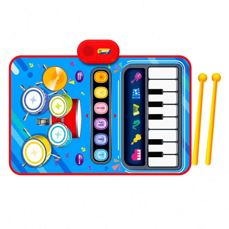 ALFOMBRA MUSICAL 2 EN 1 'JAZZ PLAY MAT' PIANO Y BATERIA - AZUL - 1