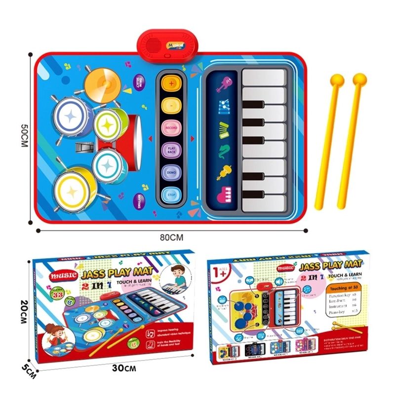 ALFOMBRA MUSICAL 2 EN 1 'JAZZ PLAY MAT' PIANO Y BATERIA - AZUL - 4