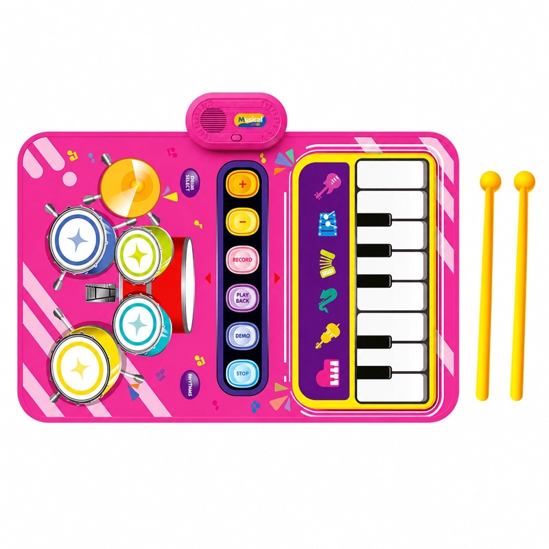 ALFOMBRA MUSICAL 2 EN 1 'JAZZ PLAY MAT' PIANO Y BATERIA - ROSA - 1