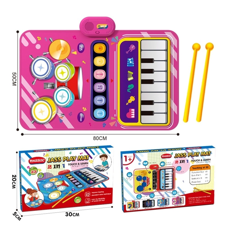 ALFOMBRA MUSICAL 2 EN 1 'JAZZ PLAY MAT' PIANO Y BATERIA - ROSA - 2