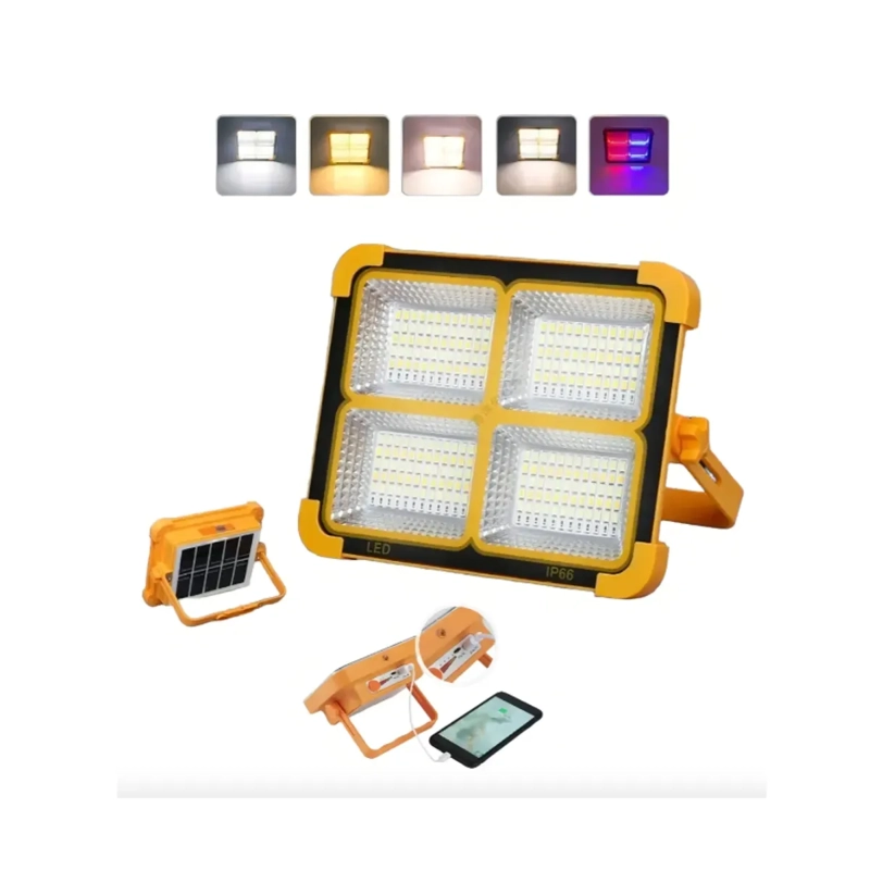 REFLECTOR SOLAR LED PORTATIL 1000W RECARGABLE MULTIUSO - NARANJA - 3
