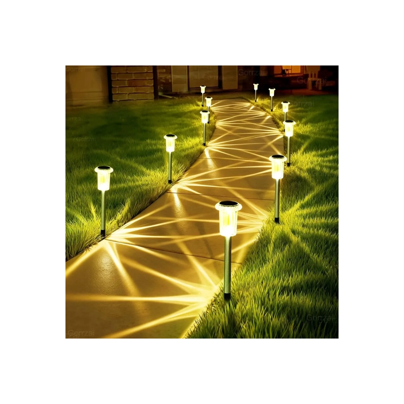 SET 24 FOCOS ESTACAS SOLARES LED EXTERIOR JARDIN TERRAZA 33CM - 1