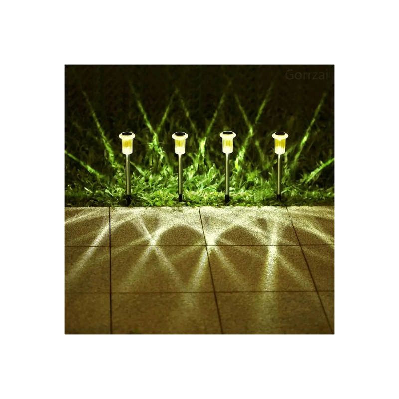 SET 24 FOCOS ESTACAS SOLARES LED EXTERIOR JARDIN TERRAZA 33CM - 5