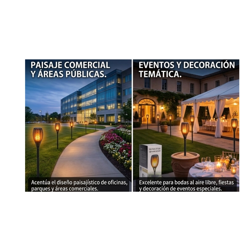 PACK 4 ANTORCHAS SOLARES LED ESTILO LLAMA VIVA PARA JARDIN EXTERIOR - 3