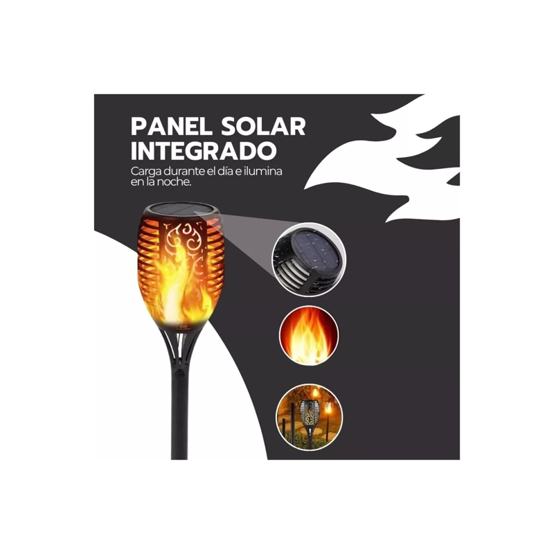PACK 4 ANTORCHAS SOLARES LED ESTILO LLAMA VIVA PARA JARDIN EXTERIOR - 4