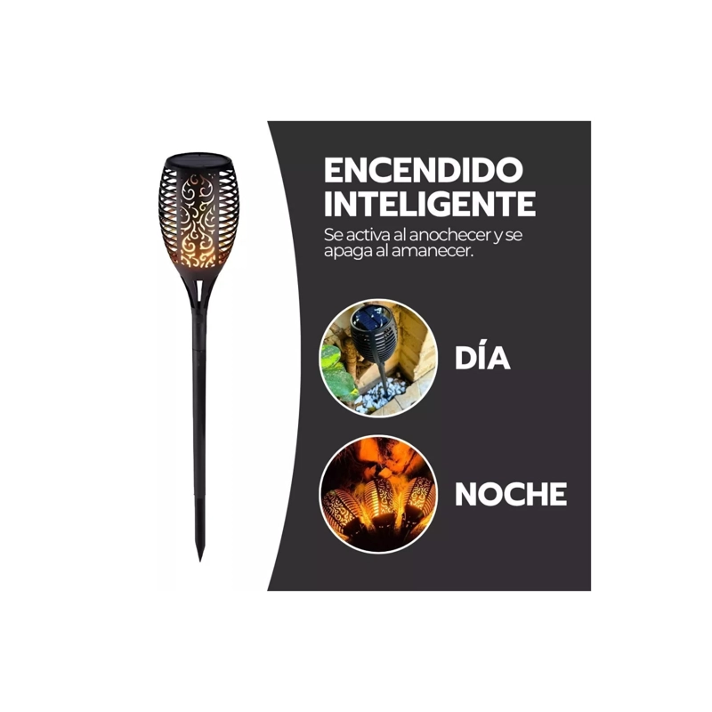 PACK 4 ANTORCHAS SOLARES LED ESTILO LLAMA VIVA PARA JARDIN EXTERIOR - 6