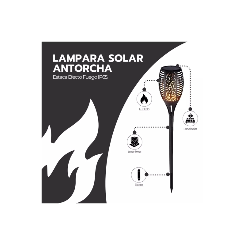 PACK 4 ANTORCHAS SOLARES LED ESTILO LLAMA VIVA PARA JARDIN EXTERIOR - 7